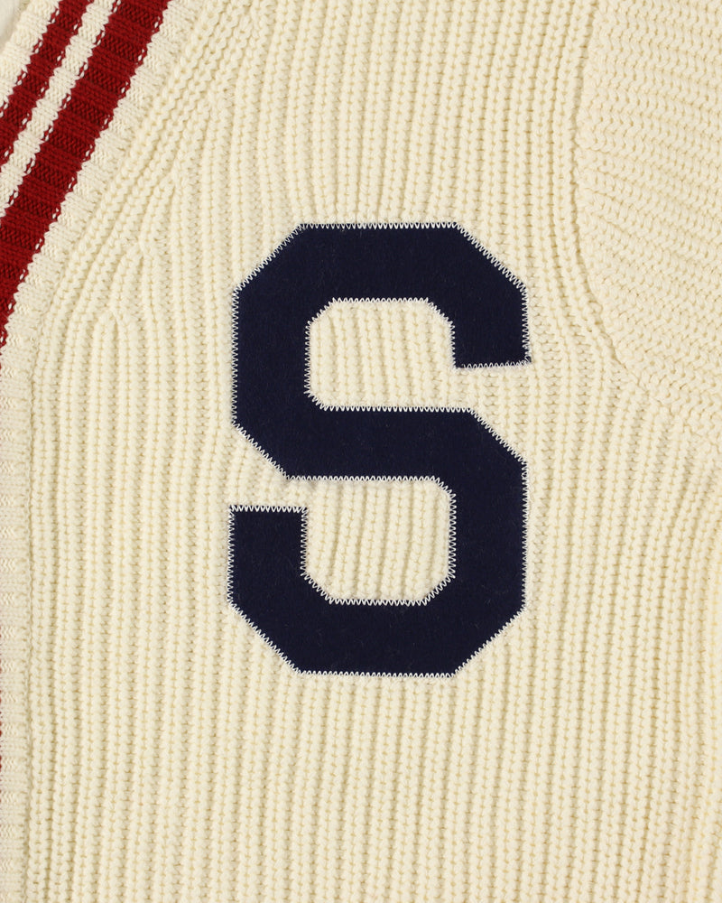 Patch tilden knit cardigan