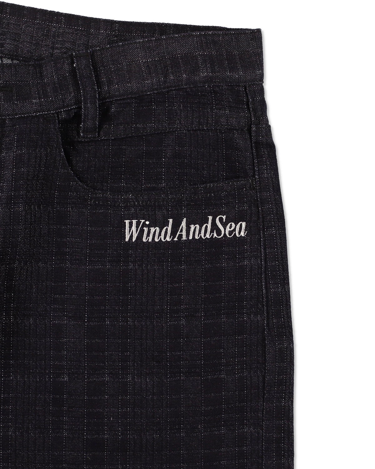 Plaid pattern denim half pants