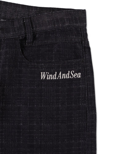 Plaid pattern denim half pants