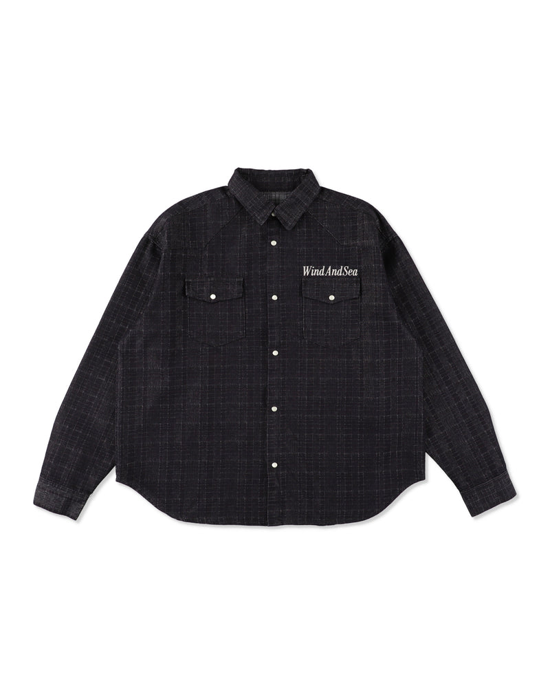 Plaid pattern denim L/S shirt