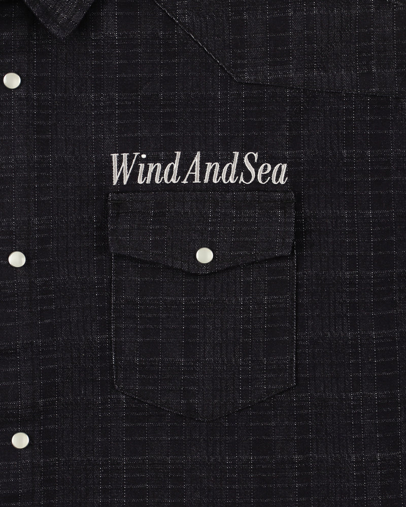 Plaid pattern denim L/S shirt