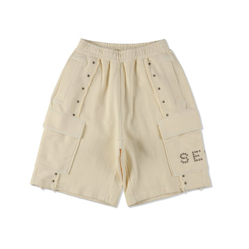 Sulfer Acid Studs Sweat Short / ECRU