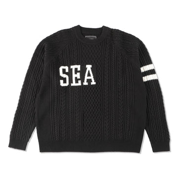 A HOOP CABLE PULLOVER / BLACK