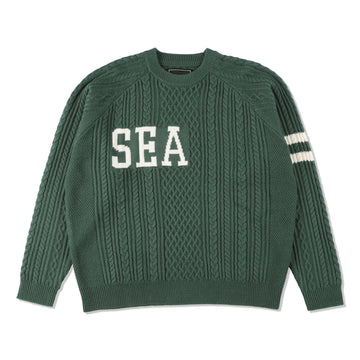 A HOOP CABLE PULLOVER / GREEN