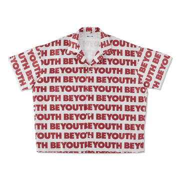 BE YOUTH (pattern) open collar S/S Shirt / Beige (SH-19)