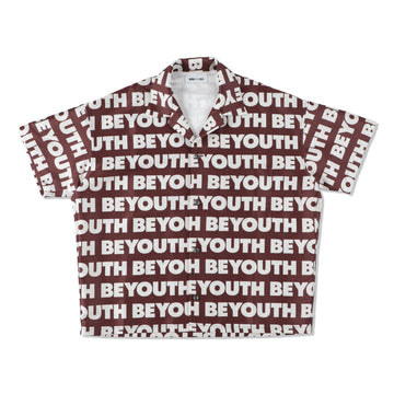 BE YOUTH (pattern) open collar S/S Shirt / Brown (SH-19)