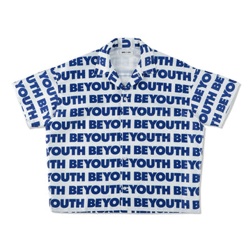 BE YOUTH (pattern) open collar S/S Shirt / White (SH-19)